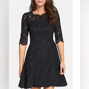 Eliza J Fit and Flare Lace Cocktail Dress